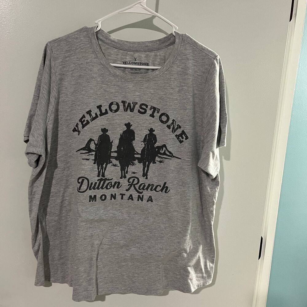 Yellowstone Dutton Ranch Heather Gray Womens 1X tshirt Montana